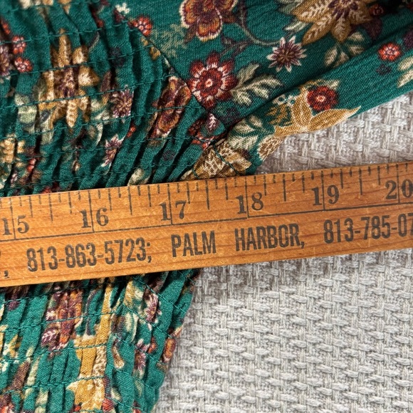 Torrid Floral Green Long Sleeve Crinkle Gauze Blouse Top Sz Large Summer Boho - Picture 6 of 8